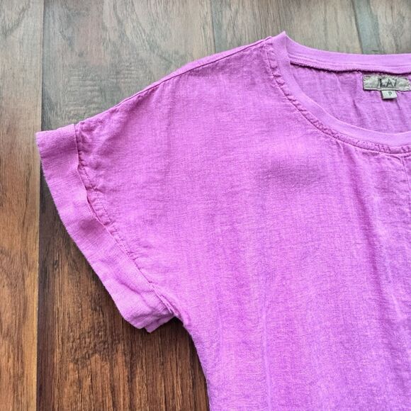 🩷FLAX Shirt Dress 100% LINEN Bubble Gum Pink Breathable Summer Cute Lightwt Sz S - Picture 8 of 16